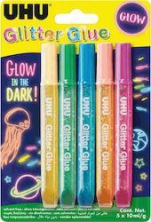 UHU In The Dark Κόλλα Glitter Πολύχρωμη 10ml 5τμχ