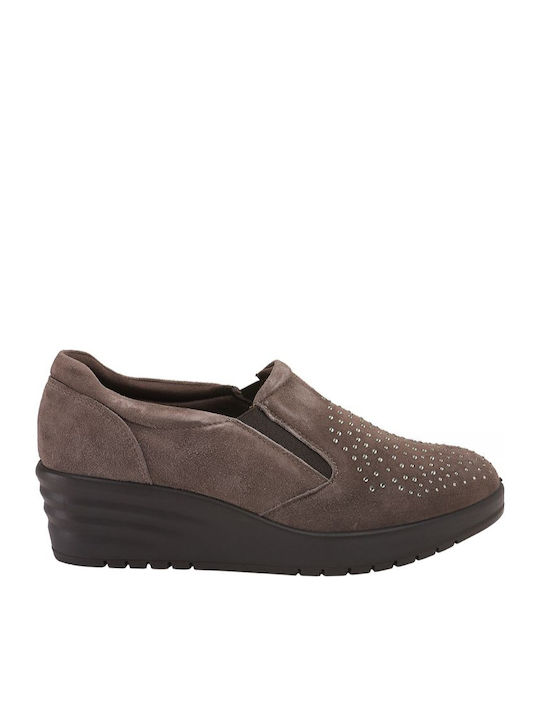 Ανατομικά Γυναικεία Slip-On Δερμάτινα Καφέ