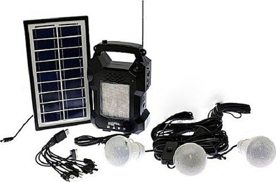 GDLite GDLite Solar Lighting System GD-8050 with Flash Light 3 Lamps Radio and USB Charger