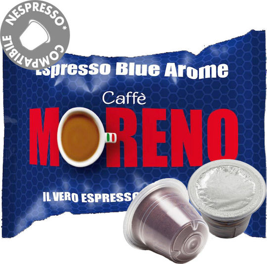 Moreno Kapseln Espresso Blue Arome Kompatibel mit Maschine Nespresso 100Mützen