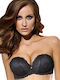 Lormar Extra Pizzo Μαύρο Strapless Σουτιέν Push Up με Μπανέλες