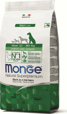 Monge Daily Line Puppy & Junior Maxi 12kg Hrană Uscată pentru Căţei de Rase Mici cu Pui