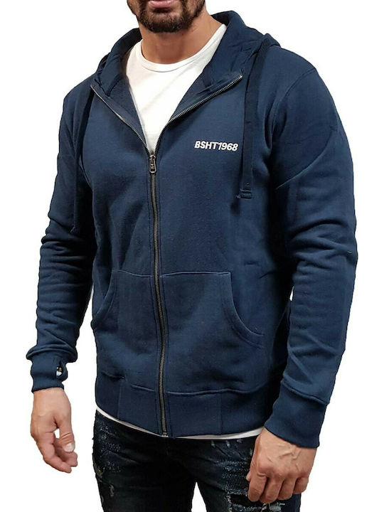 Basehit Herren Sweatshirt Jacke mit Kapuze und Taschen Marineblau