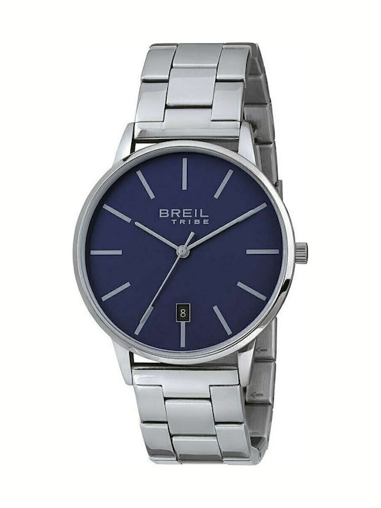 Breil Tribe Ανδρικό Ρολόι 30mm Μπαταρίας με Ασημί Μεταλλικό Μπρασελέ