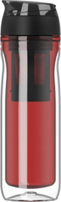 Timolino Omni Plaza Series Φίλτρο Glas Thermosflasche Rostfreier Stahl BPA-frei Rot 400ml mit Mundstück 22789