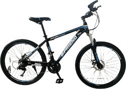 E-Friend 26" Μαύρο/Μπλε Μαύρο Mountain Bike με 21 Ταχύτητες και Μηχανικά Δισκόφρενα