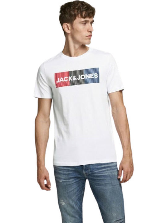 Jack & Jones Logo T-shirt Bărbătesc cu Mânecă Scurtă White Play