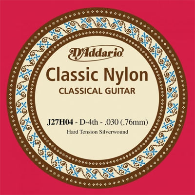Daddario Classical Single Silver Wound Μονή Χορδή Nylon Κλασικής Κιθάρας 30" Hard Tension D-4th