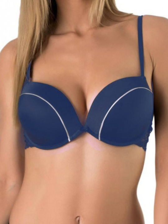 Lormar Trendy Push Up Bra Blue