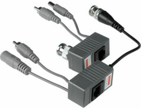 Anga Video Balun for CCTV Systems Pair Passive with Male BNC Cable & Cable with DC Jack to RJ45 CPB-H206PA