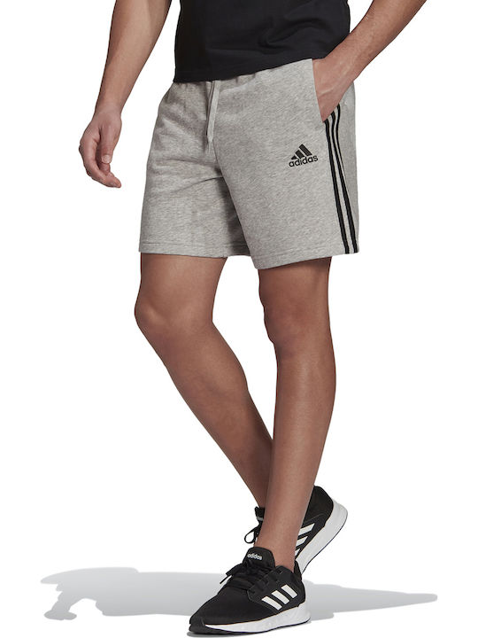 Essentials French Terry 3-Stripes Αθλητική Ανδρική Βερμούδα Γκρι