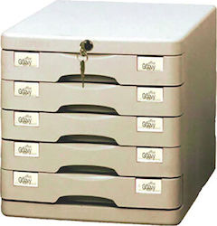 Groovy Plastic Desktop Drawer 5 Number of Spit With Lock 28.5x36.5x28cm Gray