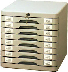 Groovy Plastic Desktop Drawer 8 Number of Spit With Lock Gray 0.22.114