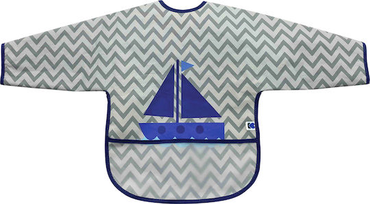 Kikka Boo Boat Waterproof Coverall Plastic with Hoop & Loop Fastener, Pocket & Sleeves Gray