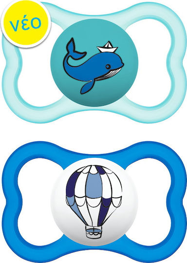 Mam Orthodontic Pacifiers Silicone Hot Air Balloon-Whale - Turquoise-Blue for 16+ months 2pcs