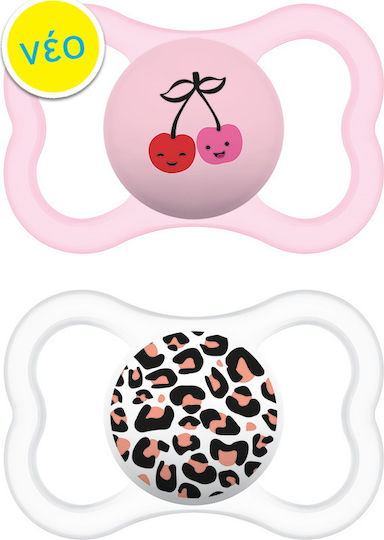 Mam Orthodontic Pacifiers Silicone Cherries Pink-White Night for 6-16 months 2pcs