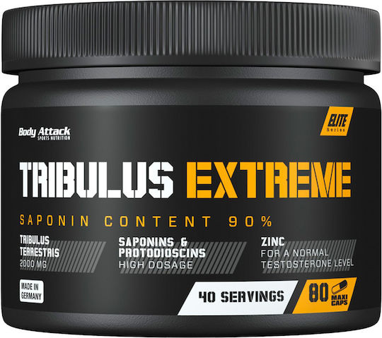 Body Attack Tribulus Extreme Supplement for Libido & Testosterone Enhancement 80 Capsules