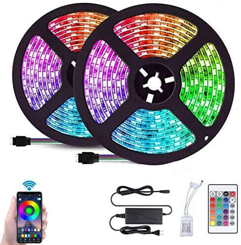 GlobalExpress Αδιάβροχη Smart Ταινία LED Wi-Fi 12V RGB Φως 2x5m Τύπου SMD5050 με Τροφοδοτικό & WiFi Controller