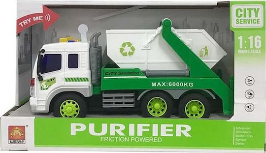 Group Operation Group Operation Recycling Vehicle with Bin Sound and Light Truck Scale 1:16 for 1.5+ Years