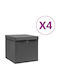 vidaXL Текстилна Кутия За Съхранение С Капак Сива 28x28x28см 4 Бройки