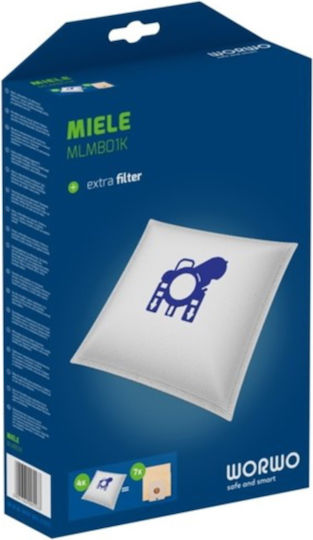 Worwo MLMB01K Торби за прахосмукачка 4бр Съвместима с прахосмукачка Miele