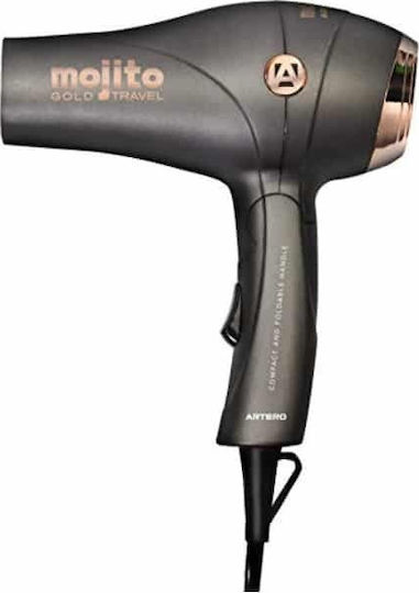 Artero Mojito Gold Travel Mini Hairdryer Travel Hair Dryer with Diffuser 1000W