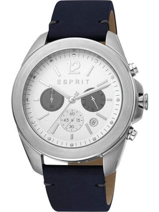 Esprit Men's Watch 37mm Chronograph Battery with Blue Leather Strap