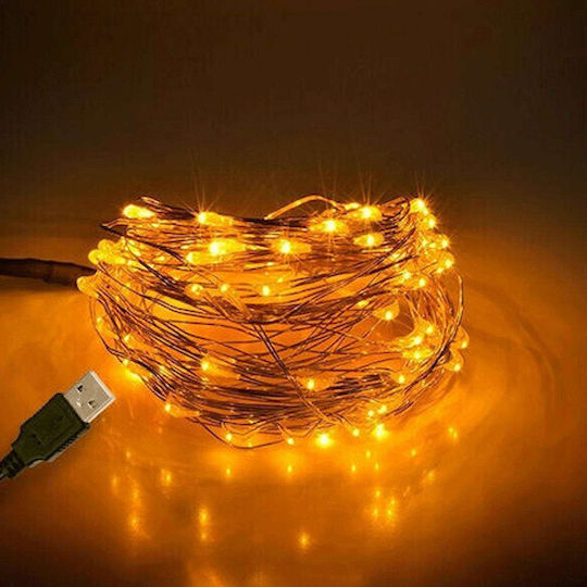 100 Lights LED 10m. Warm White USB in String 1pcs