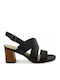 Clarks Anatomic Leather Women's Sandals Jocelynne Bao with Ankle Strap Black with Chunky High Heel