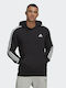 Essentials French Terry 3-Stripes Sweatshirt with Hood Black