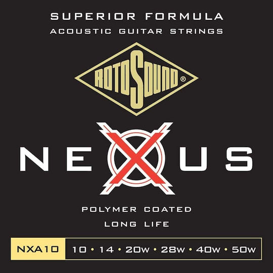 Rotosound Nexus Set of Phosphor Bronze Acoustic Guitar Strings 10 - 50 Extra Light