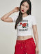 MT1111 Γυναικείο Crop T-shirt Λευκό