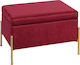 Stool For Living Room Upholstered with Velvet Ray Gold / Red 60x40x40cm