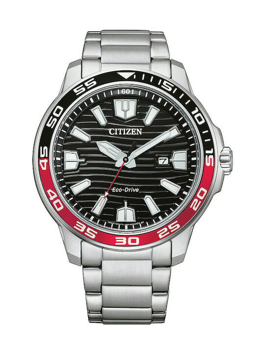 Citizen Ανδρικό Ρολόι 46mm Eco - Drive με Ασημί Μεταλλικό Μπρασελέ