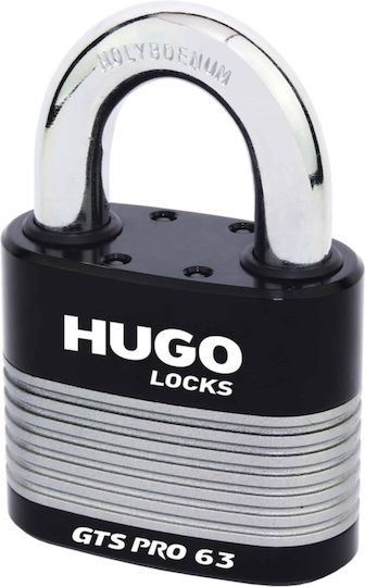 Hugo Locks Gts Pro 70 Steel Padlock Brass with Key 70mm Black 1pcs