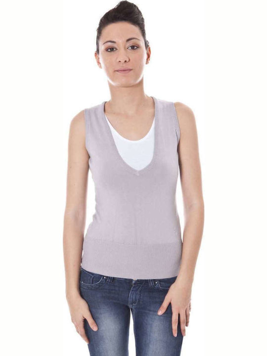 Datch Summer Women's Cotton Blouse Sleeveless with V Neck Lilacc