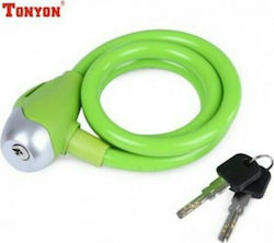 Tonyon TY4505 Bicycle Cable Lock with Key Green
