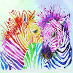 Diamond Dotz Canvas Diamond Painting Kit Mosaic - Rainbow Zebras