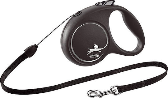 Flexi Πτυσσόμενο Λουρί/Οδηγός Σκύλου Ιμάντας Classic S Cord 5μ.Έως 12kg Μαύρο σε Μαύρο χρώμα 5m έως 12kg