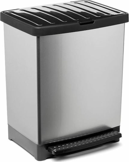 Dimitracas Trend Abfalleimer Recycling Kunststoff mit Pedal Grey-Black 25Es 1Stück