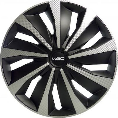 WRC Car Hubcap Set 14" 4pcs Black