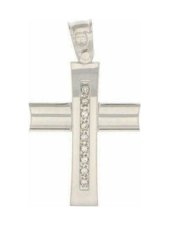 Q-Jewellery Damen Weißgold Kreuz 14K