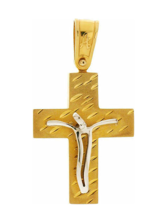 Q-Jewellery Herren Gold Kreuz 14K mit dem Gekreuzigten