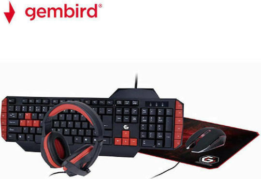 Gembird GGS-UMG4-02 4-in-1 Σετ Gaming Πληκτρολόγιο με Φωτιζόμενα πλήκτρα & Ποντίκι (Αγγλικό US)