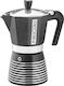 Pedrini Infinity Rock Dark Stovetop Espresso Pot 6 Cups Black