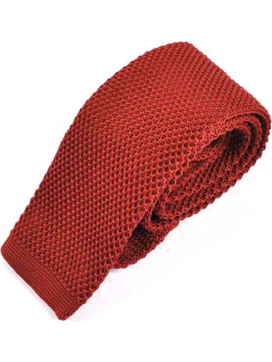 Gerade geschnittene Krawatte aus gestricktem Baumwollpiqué aus Italien - Rot