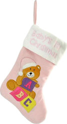 Eurolamp Christmas Decorative Fabric Pink Socks H40cm