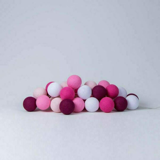 Cotton Ball Lights Kinder Lichterkette LED Kunststoff Cotton Ball Lights Pink