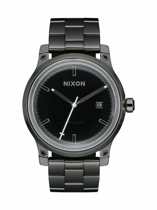 Nixon Ανδρικό Ρολόι 42mm Αυτόματο με Μαύρο Μεταλλικό Μπρασελέ