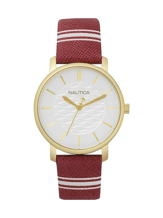Nautica Women's Watch with Burgundy Leather Strap